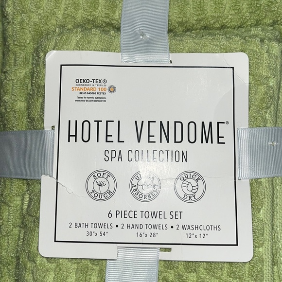 Hotel Vendome Spa Collection 100% Cotton 6-Piece Towel Set Bath Hand Washcloth - Picture 3 of 8